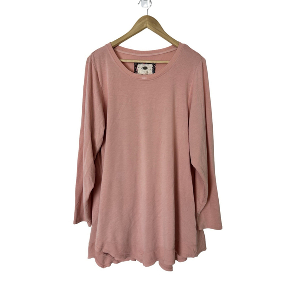 Cupio Tops - Cupio Woman Pink Crewneck Long Sleeve Lagenlook Pullover Tunic Top Size 1X Soft